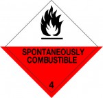 4.2 Voor zelfontbranding vatbare stoffen met tekst (Spontaneously Combustible) logo